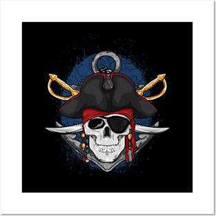 Captain Pirate Skull Posters and Art